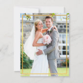 結婚さんのフォトシンプル金ゴールド縁どスタック サンキューカード (裏面)