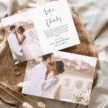 結婚さんの写真エレガントモダン サンキューカード<br><div class="desc">の結婚サンキューカードの前後に写真が残っている。サンキューカードにはモダン、結婚式の日のお祝いの後に使用するエレガント、シンプルタイポグラフィとモダン使用する手書き文字文字が含まれている。</div>
