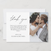 結婚さんの写真シンプルエレガント モダン サンキューカード (正面)
