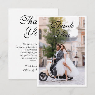 結婚さんの写真モダンシンプルエレガント サンキューカード