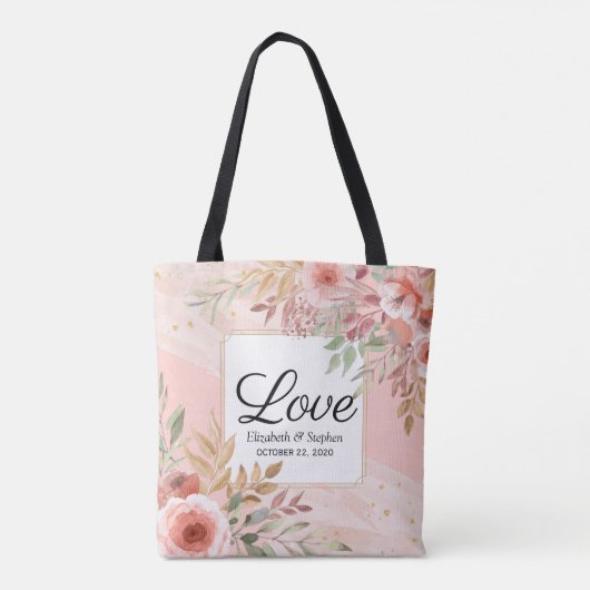 結婚さんエレガント感謝抱き枕モダン花 トートバッグ (裏面)