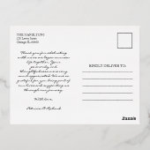 結婚さんThank You写真スタイリッシュタイポグラフィ 箔シーズンポストカード (裏面)