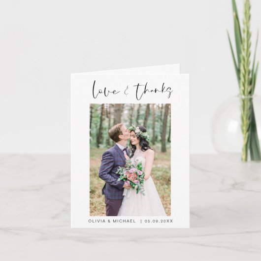 結婚さんThanks You Photo Minimalistシンプル サンキューカード (正面)