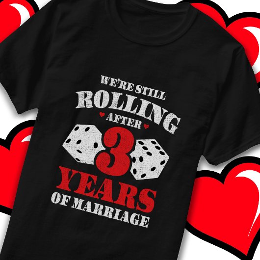 結婚したおもしろい3年結婚3周年 Tシャツ