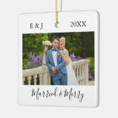 結婚したおよびメリーカップル写真 セラミックオーナメント (左)