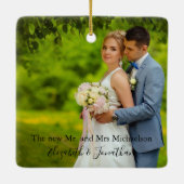 結婚したおよびメリーカップル写真 セラミックオーナメント (裏面)
