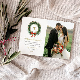 結婚したてのクリスマス リース モノグラム 写真入り シーズンカード