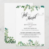 結婚したてのタイポグラフィー　ユーカリのグリーン 招待状 (正面/裏面)