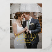 結婚したての夫婦のためのホリデーカード 結婚おめでとう フォイル加工 箔シーズンカード (正面)