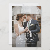 結婚したての夫婦のための楽しいホリデー写真カード シーズンカード (正面)