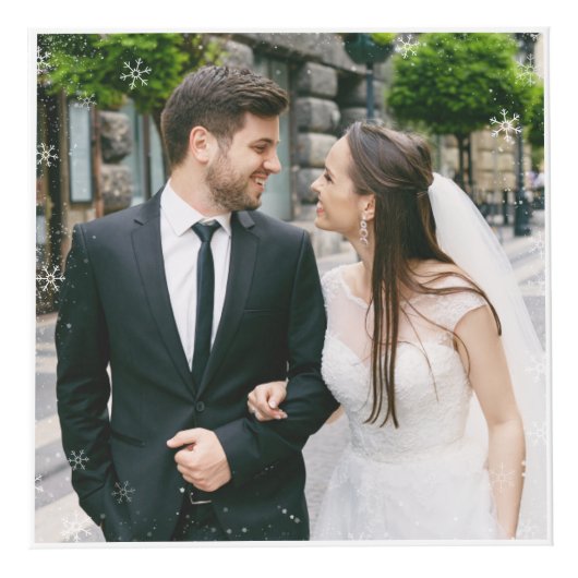 結婚したての幸せな新婚夫婦の初めてのクリスマス写真 フォトキューブ (正面)