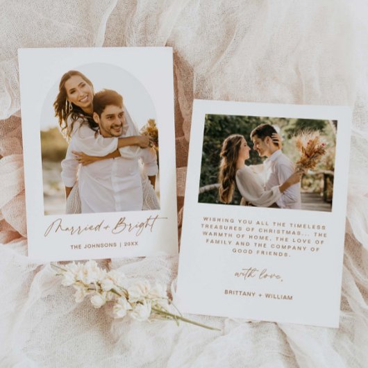 結婚したての洗練されたエレガントなクリスマス写真カード 招待状