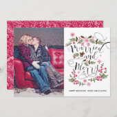 結婚したで及びメリーな写真のクリスマスカード-新婚者 シーズンカード (正面/裏面)