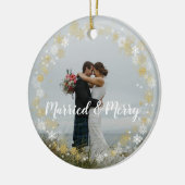 結婚したで及びメリーな初めてのクリスマスの木のオーナメント セラミックオーナメント (左)