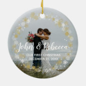 結婚したで及びメリーな初めてのクリスマスの木のオーナメント セラミックオーナメント (裏面)