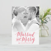 結婚したで、メリーで赤い休日の写真カード シーズンカード (スタンド正面)