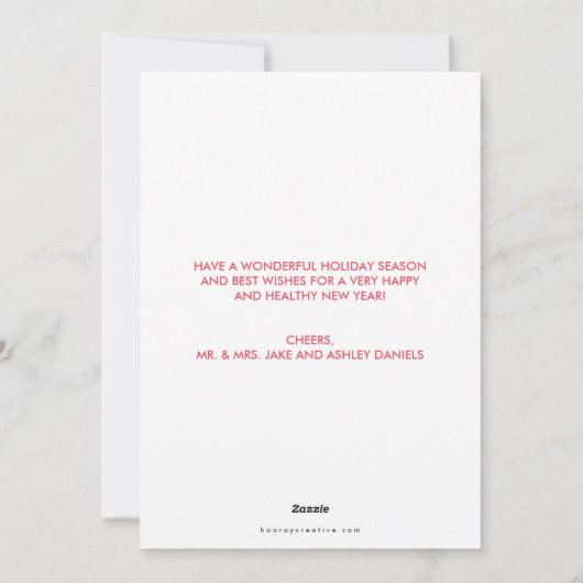 結婚したで、メリーで赤い休日の写真カード シーズンカード (裏面)