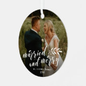 結婚したとスメリークリッ結婚トの写真 メタルオーナメント (正面左)