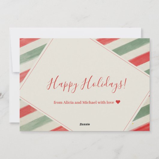 結婚したとニューメリーリュウズのクリスマスの赤い写真 シーズンカード (裏面)