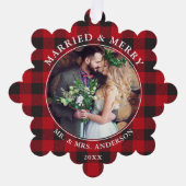 結婚したとメリーの写真の赤いプライド オーナメントカード (正面)