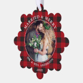 結婚したとメリーの写真の赤いプライド オーナメントカード (左)