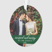 結婚したとメリーの書道の緑 オーナメント (正面)