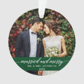 結婚したとメリーの書道の緑 オーナメント (正面)