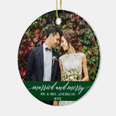 結婚したとメリーの書道の緑 セラミックオーナメント (左)