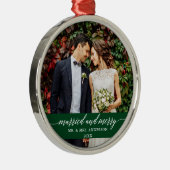 結婚したとメリーの書道の緑 メタルオーナメント (右)