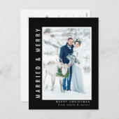 結婚したとメリーの結婚写真黒 シーズンポストカード (正面/裏面)