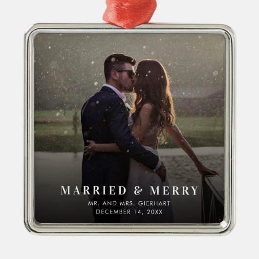 結婚したとメリーの結婚写真 メタルオーナメント (正面)