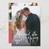 結婚したとメリータイポグラフィホリデー写真感謝してい シーズンカード (正面/裏面)