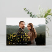 結婚したとメリーレタリング 箔シーズンカード (立ち正面)