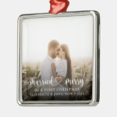 結婚したとメリー初めてのクリスマスの写真 メタルオーナメント (左)