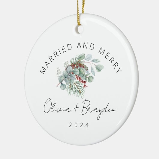 結婚したとメリー初めてのクリスマス写真 セラミックオーナメント (左)