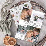 結婚したとメリー4モダン写真 シーズンカード<br><div class="desc">新しい素晴らしと4枚の写真を紹介結婚したメリー新しいHoliday Card:タイポグラフィと4つの大切な写真を含むモダンデザインとクラシックの黒と白の。フロントミニマルは、背中に暖かいフェスティバルの水色の植物模様で補完され、松の緑、ユーカリ、松のコーン、シナモン、果実を示す。休日の祝魅力のtouchであなたの特別な瞬間に最適。一致する製品の連絡先デザイナー。著作権Anastasia Surridge、全著作権所有。</div>