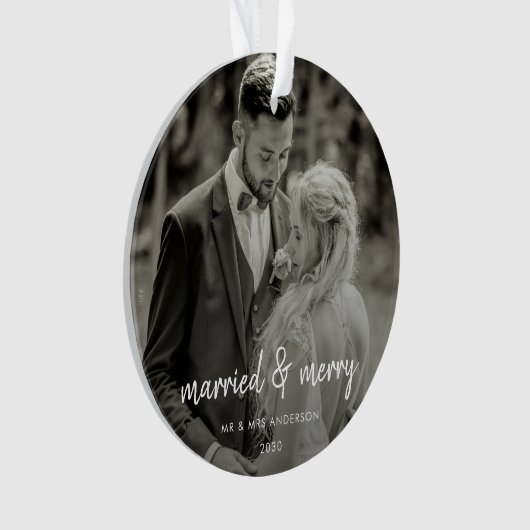 結婚したとメリー |ウエディングデイフォトクリスマス オーナメント (正面)