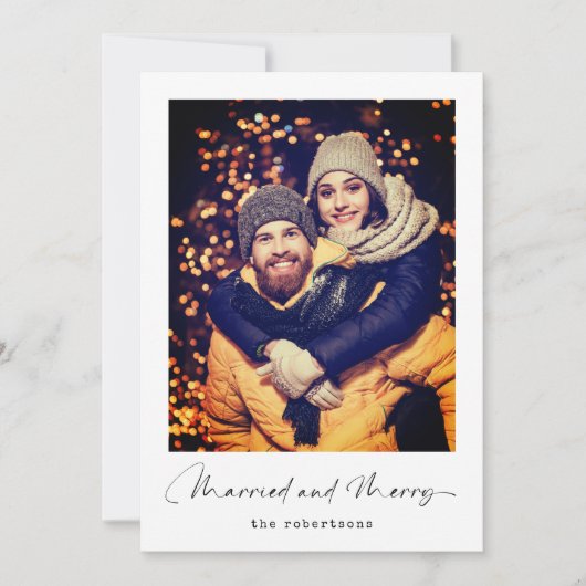 結婚したとメリー | クリスマスモダンの写真 シーズンカード (正面)