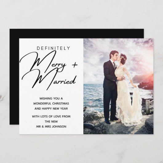 結婚したと新メリー婚クリスマスホリデー写真 シーズンカード (正面/裏面)