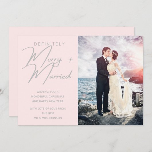結婚したと新メリー婚クリスマスホリデー写真 シーズンカード (正面/裏面)