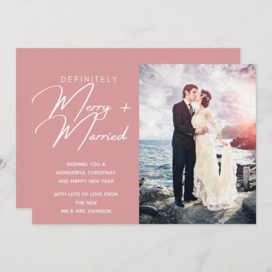 結婚したと新メリー婚クリスマスホリデー写真 シーズンカード (正面/裏面)