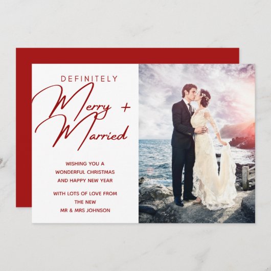 結婚したと新メリー婚クリスマスホリデー写真 シーズンカード (正面/裏面)