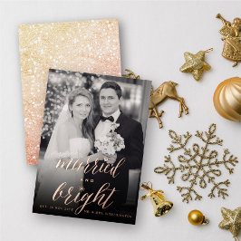 結婚したと明るいモダンスクリプ結婚トの写真 箔シーズンカード