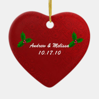 結婚したなかわいい結婚式私達の初めてのクリスマス セラミックオーナメント