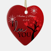 結婚したなかわいい結婚式私達の初めてのクリスマス セラミックオーナメント (右)