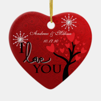 結婚したなかわいい結婚式私達の初めてのクリスマス セラミックオーナメント
