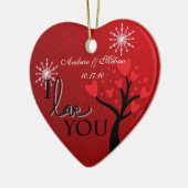 結婚したなかわいい結婚式私達の初めてのクリスマス セラミックオーナメント (左)