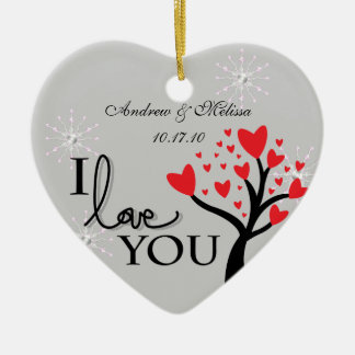 結婚したなかわいい結婚式私達の初めてのクリスマス セラミックオーナメント