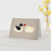 結婚したなカナリア色の鳥 カード (黄色い花)