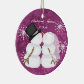 結婚したなキスをするな雪だるま私達の初めてのクリスマス セラミックオーナメント (右)